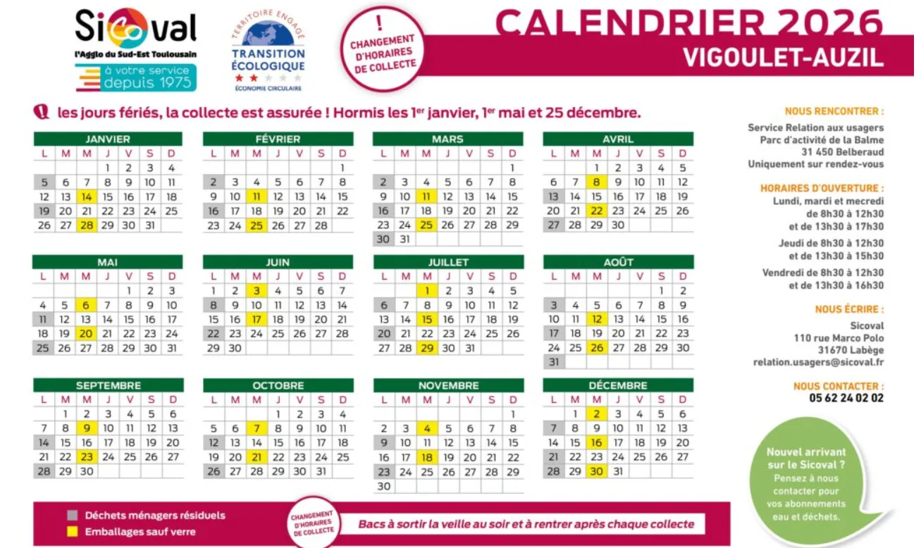 Déchets : infos collecte 2026