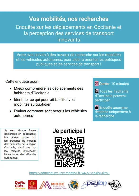 Enquête en ligne sur les déplacements innovants